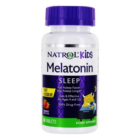 Kids Melatonin Fast Dissolve Sleep Suporte Morango 1 mg . - 40 Tablets Natrol - Image 2