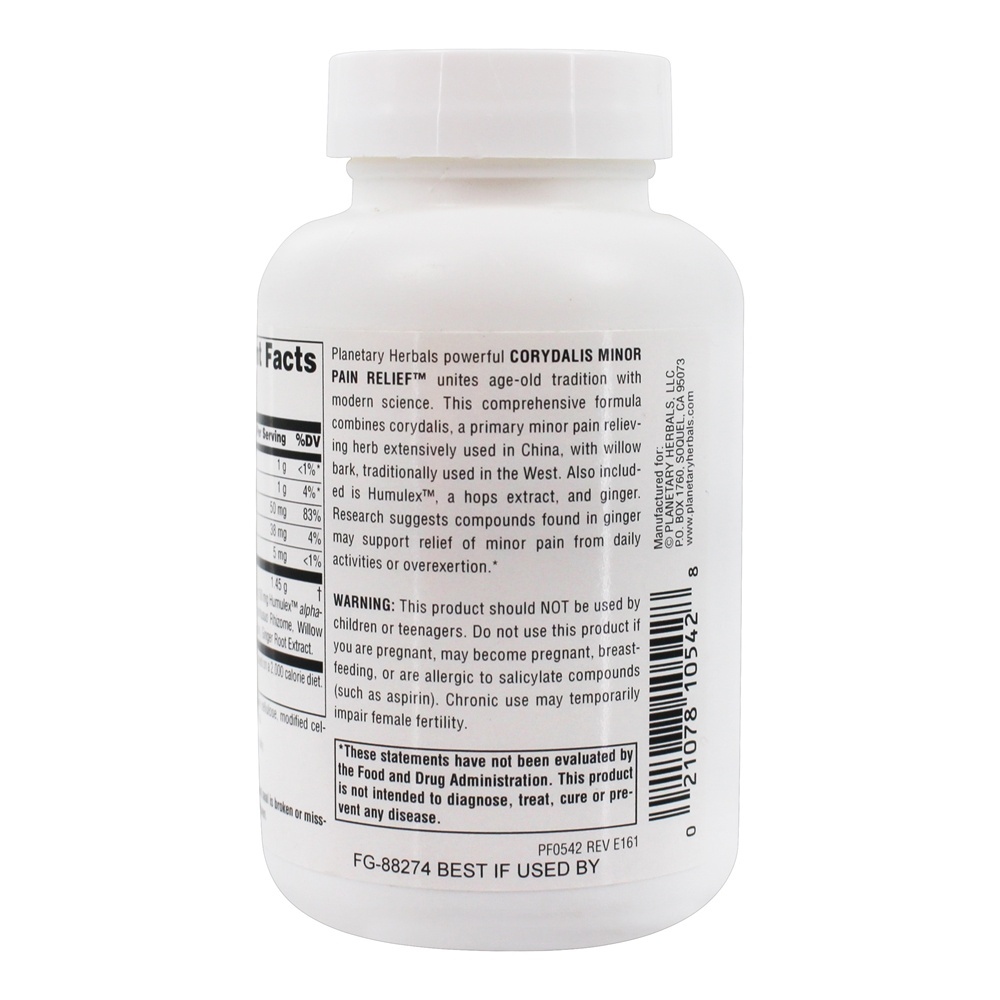 Fórmula Menor de Alívio da Dor do Corydalis 750 mg . - 90 Tablets Planetary Herbals - Imagem 3
