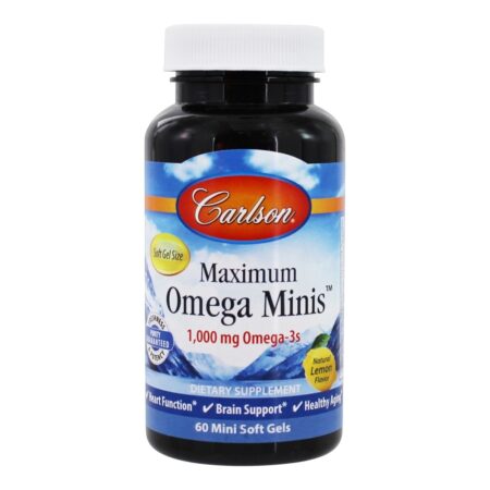 Máximo Omega Minis Natural Limão 1000 mg . - 60 Mini cápsulas gelatinosas Carlson Labs