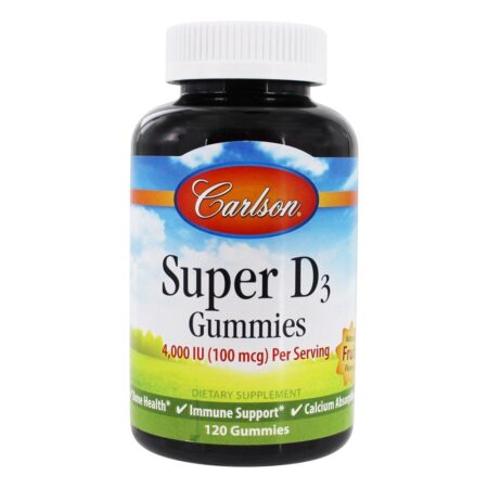 Super vitamina D3 Gummies Fruta Natural 4000 IU - 120 Gummies Carlson Labs