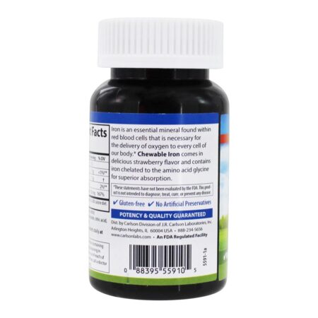 Ferro Mastigável Absorção Superior Morango Natural 30 mg . - 60 Tablets Carlson Labs - Image 3