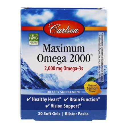 Omega 2000 Pacote de viagem Natural Lemon 2000 mg . - 30 Softgels Carlson Labs