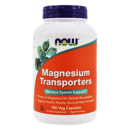 Suporte ao Sistema Nervoso de Transportadores de Magnésio 120 mg . - 180 Cápsula (s) vegetal (s) NOW Foods