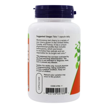 Tart Cherry Herbal Supplement 500 mg . - 90 Cápsula (s) vegetal (s) NOW Foods - Image 3