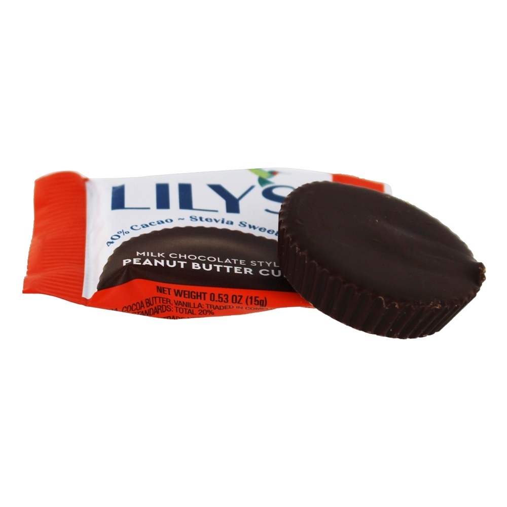 Stevia Sweetened 40 % Cacau Copos De Manteiga De Amendoim Chocolate De Leite - 3.25 oz. Lily's - Imagem 4
