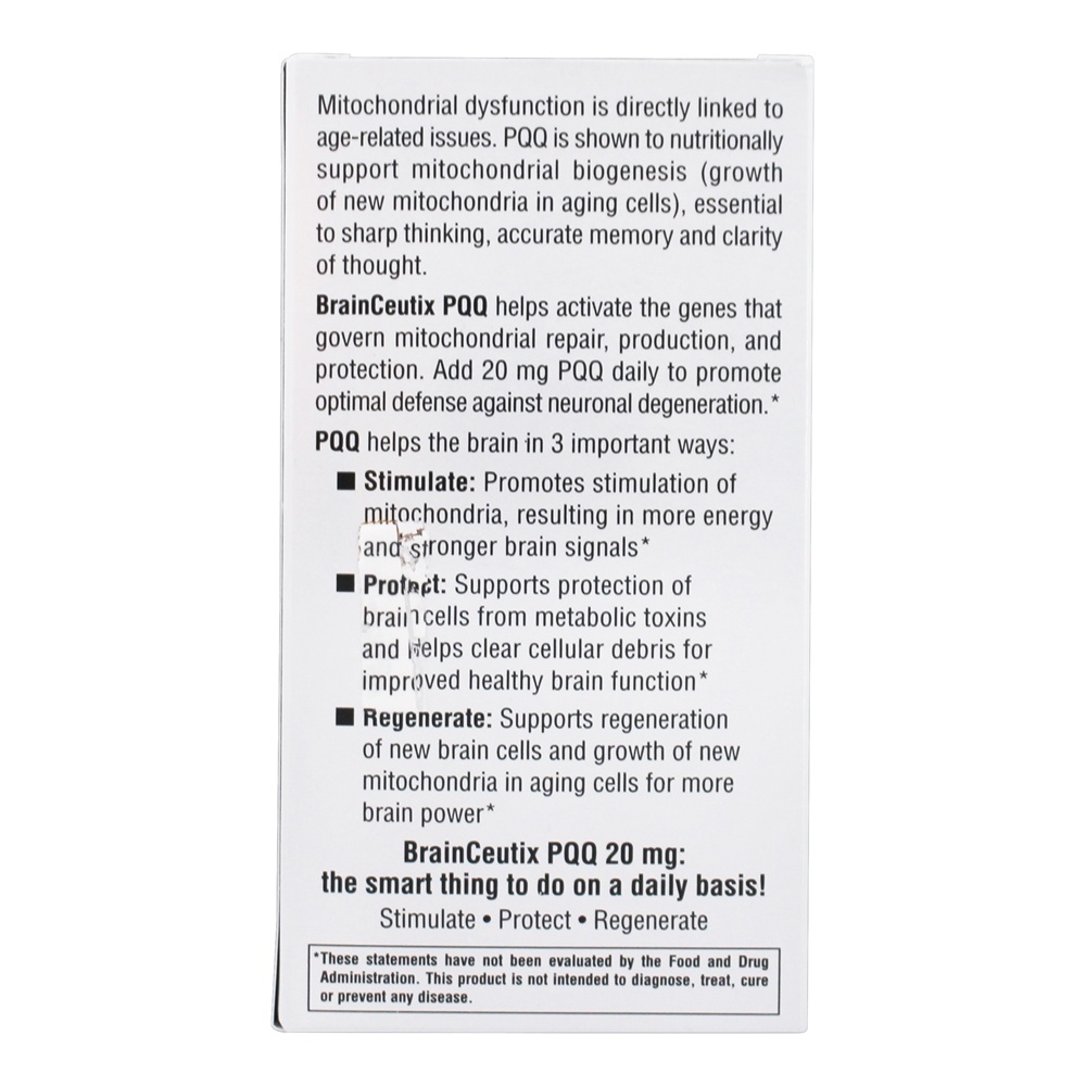 BrainCeutix PQQ Pirroloquinolina Quinona 20 mg . - Cápsulas 60 Natures Plus - Imagem 4