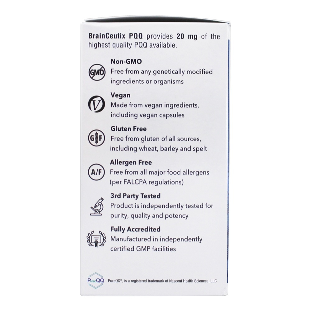 BrainCeutix PQQ Pirroloquinolina Quinona 20 mg . - Cápsulas 60 Natures Plus - Imagem 5