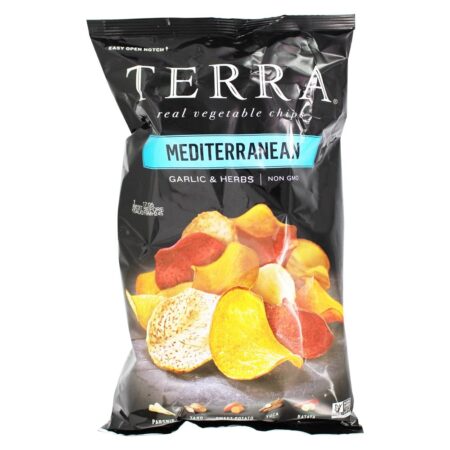 Chips de vegetais reais Mediterrâneo exótico alho e ervas - 5 oz. Terra