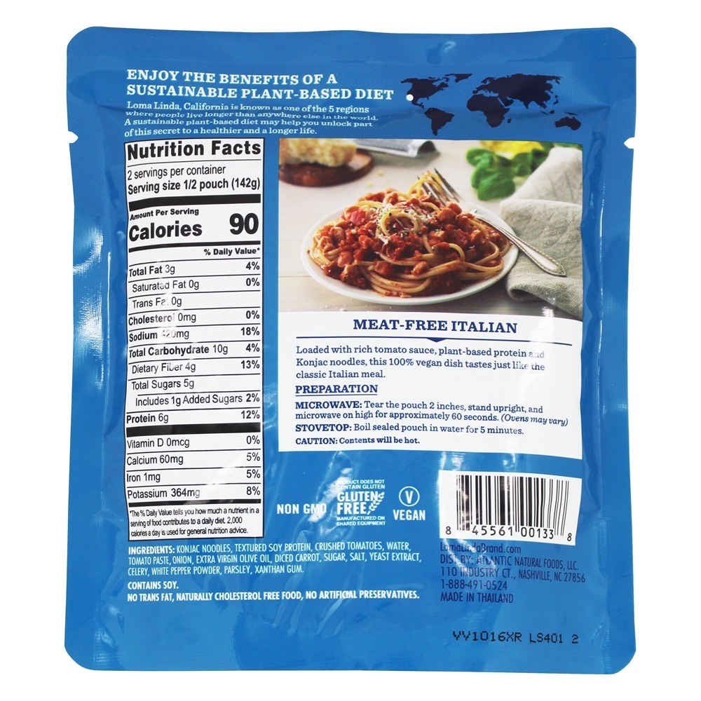Bolonhesa italiana vegana com macarrão Konjac - 10 oz. Loma Linda - Imagem 2