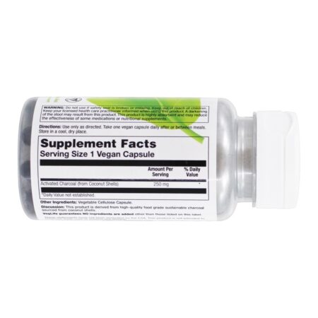 Carvão vegetal Vegano com casca de coco ativada com grau alimentício 250 mg . - Cápsulas Vegan 60 VegLife - Imagem 2