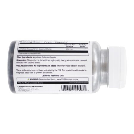 Carvão vegetal Vegano com casca de coco ativada com grau alimentício 250 mg . - Cápsulas Vegan 60 VegLife - Imagem 3