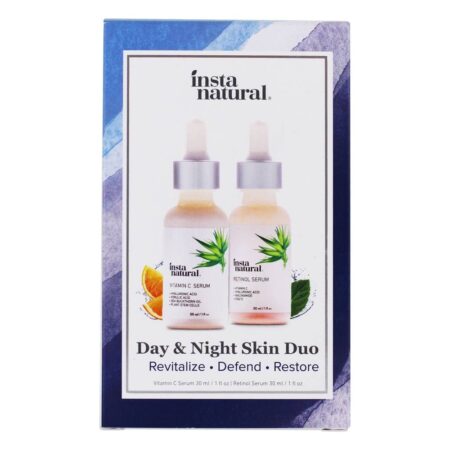 Kit Soro diurno e noturno para retinol de pele e vitamina C InstaNatural