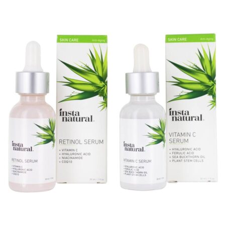 Kit Soro diurno e noturno para retinol de pele e vitamina C InstaNatural - Image 2