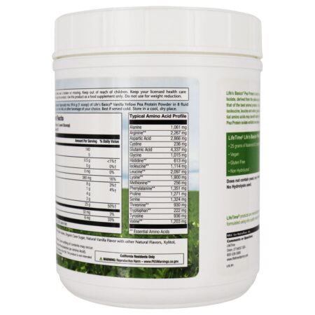 Baunilha Em Pó da Proteína de Ervilha Básica da Vida Isolada - 20.95 oz. LifeTime Vitamins - Image 3