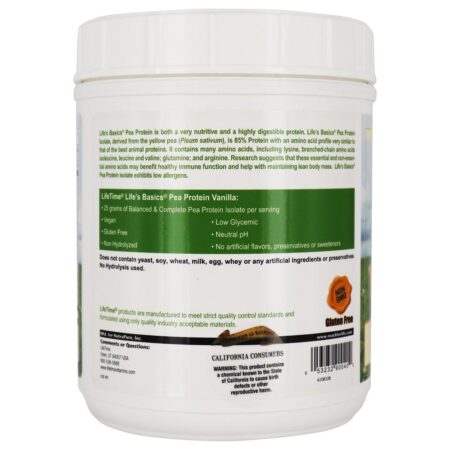 Baunilha Em Pó da Proteína de Ervilha Básica da Vida Isolada - 20.95 oz. LifeTime Vitamins - Image 4