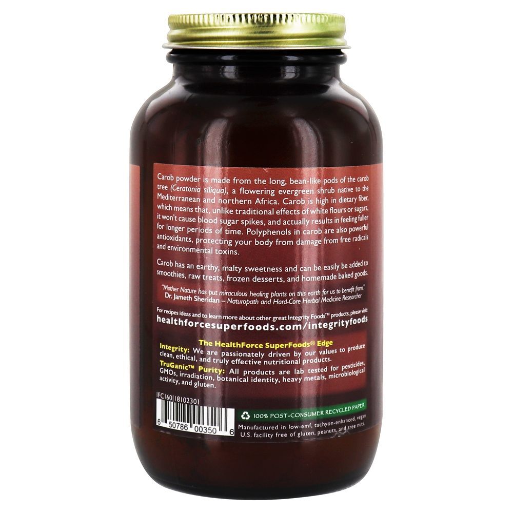 Integridade Alimentos Alfarroba Em Pó - 160 Gramas HealthForce Superfoods - Imagem 3