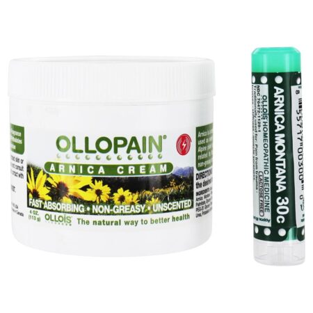 OlloPain Arnica Cream + Granulados Homeopáticos - 2 Contagem Ollois Homeopathic Medicine