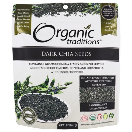 Sementes de Chia escuras - 8 oz. Organic Traditions