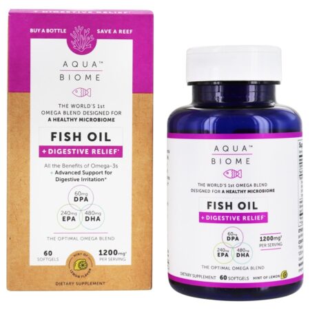 Óleo de peixe + limão digestivo 1200 mg . - 60 Softgels Aqua Biome