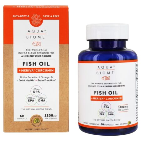 Óleo de Peixe + Meriva Curcumina Limão 1200 mg . - 60 Softgels Aqua Biome