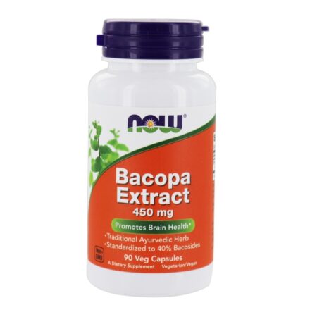 Fórmula de saúde cerebral do extrato de Bacopa 450 mg . - 90 Cápsula (s) vegetal (s) NOW Foods