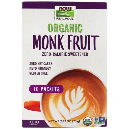 Adoçante orgânico de zero calorias de frutas de monge - 70 Pacotes (s) NOW Foods