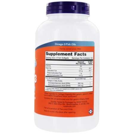 Omega - 3 180 EPA / 120 DHA - 200 Softgels NOW Foods - Image 2