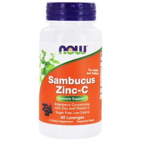 Suporte imunológico ao Sambucus Zinc-C - 60 Pastilhas NOW Foods