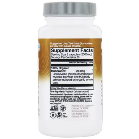Aumento diário do superalimento de cogumelos com crina de juba 2000 mg . – Cápsulas vegetarianas 90 Om — foto 2