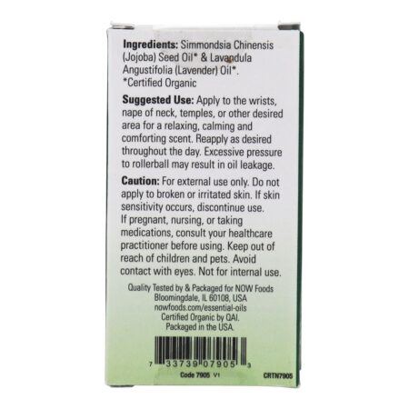 Mistura de óleo essencial calmante orgânico Roll-On Lavender - 10 ml. NOW Foods - Image 3