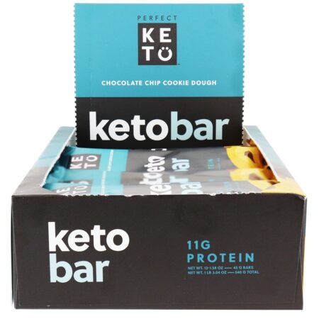 Keto Bars Box Massa de biscoito de chocolate - 12 Barras Perfect Keto