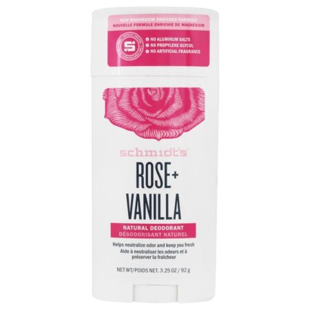 Vara De Desodorante Natural Rosa + Baunilha - 3.25 oz. Schmidt's