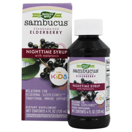 Sabugueiro Sambucus Padronizado para Crianças Xarope Noturno com Melatonina - 4 fl. oz. Nature's Way