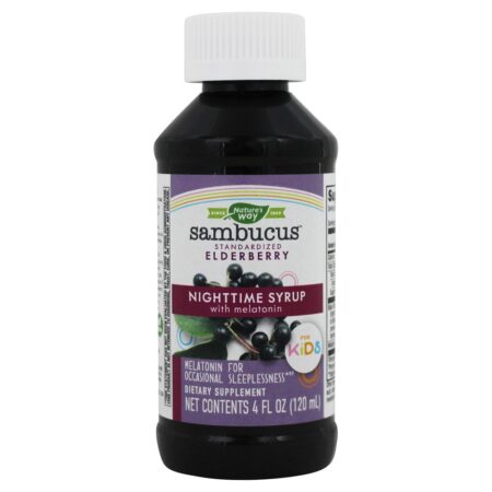 Sabugueiro Sambucus Padronizado para Crianças Xarope Noturno com Melatonina - 4 fl. oz. Nature's Way - Image 2