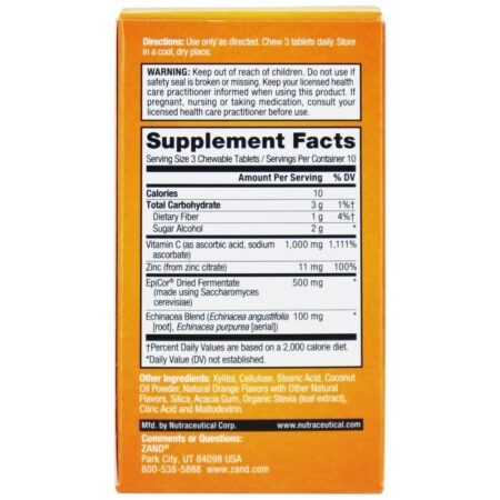 Naturals Immune Fast Zesty Orange - 30 comprimidos mastigáveis Zand - Image 3