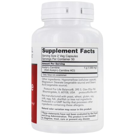 Acetil-L-Carnitina 500 mg. - Cápsulas Protocol For Life Balance 100 Protocol For Life Balance - Image 2