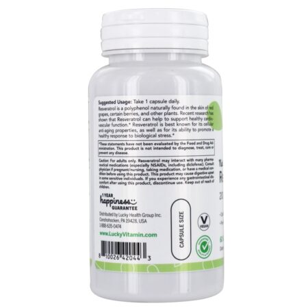 Resveratrol natural 200 mg . - Cápsulas LuckyVitamin 60 LuckyVitamin - Image 3