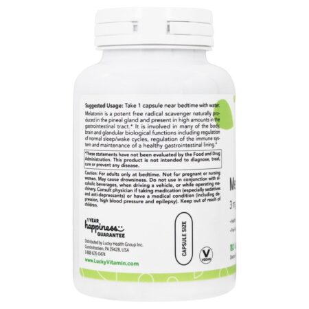 Suporte ao ciclo de sono saudável da melatonina 3 mg . - Cápsulas LuckyVitamin 180 LuckyVitamin - Image 3