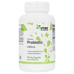 Prateleira probiótica estável 8 estirpe a saúde gastrointestinal 4 bilhões de UFC - Cápsulas LuckyVitamin 120 LuckyVitamin