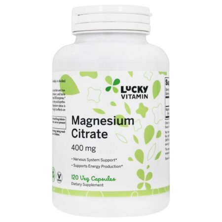 Suporte ao Sistema Nervoso de Citrato de Magnésio 400 mg. - Cápsulas LuckyVitamin 120 LuckyVitamin