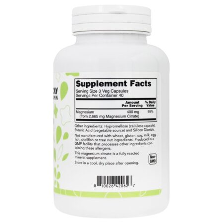 Suporte ao Sistema Nervoso de Citrato de Magnésio 400 mg. - Cápsulas LuckyVitamin 120 LuckyVitamin - Image 2