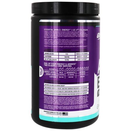 AmiN.O Essencial. Remix de uva de colágeno Energy Powder Plus UC-II - 9.5 oz. Optimum Nutrition - Image 3