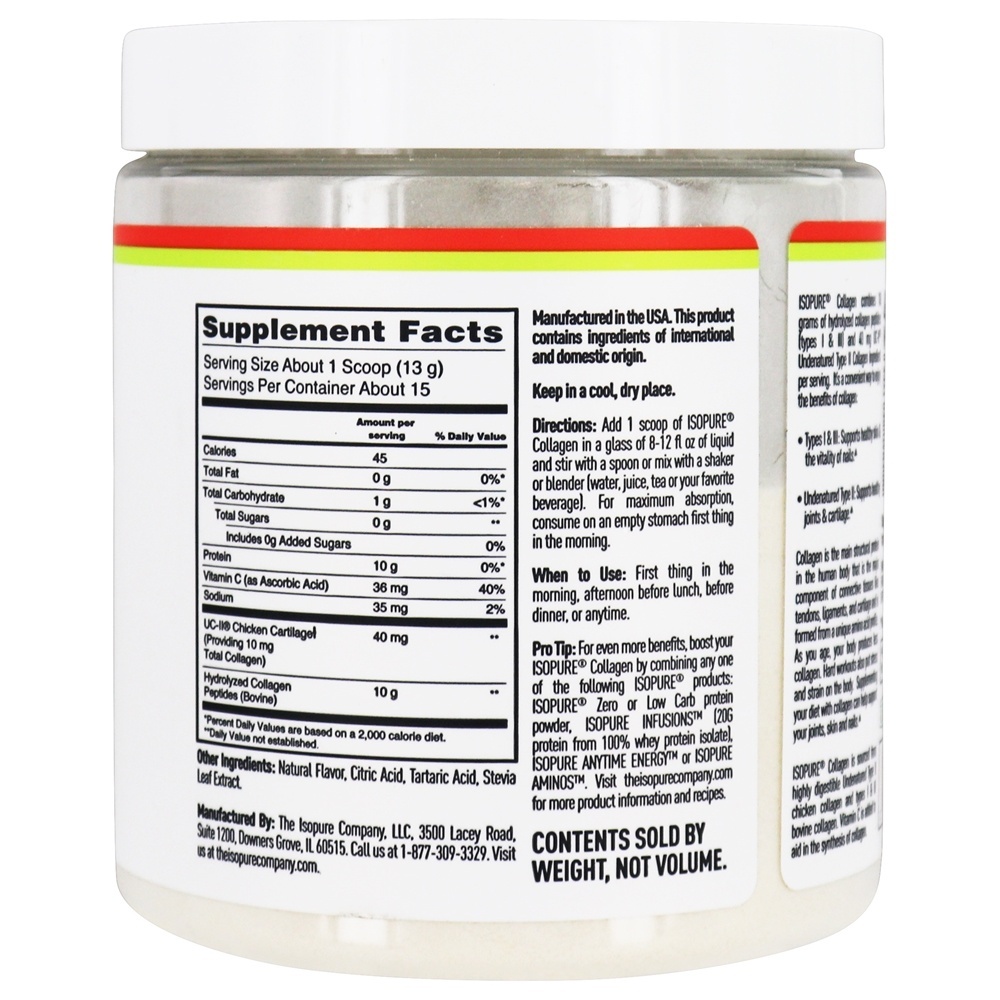 Isopure Collagen Powder Mango Lime - 6.88 oz. Nature's Best - Imagem 2