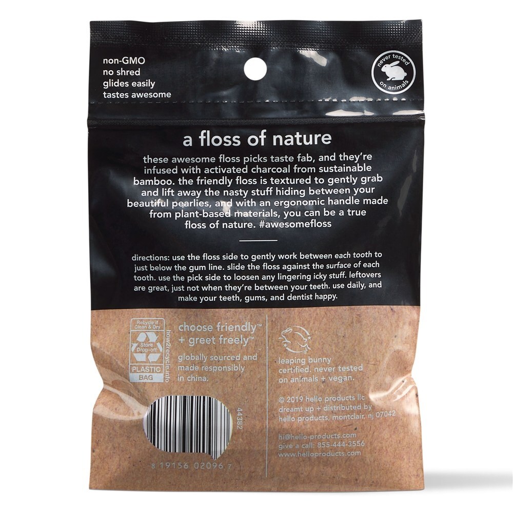 Fio dental com infusão de carvão ativado escolhe a hortelã fresca natural - 80 Pick (s) Hello Products - Imagem 2