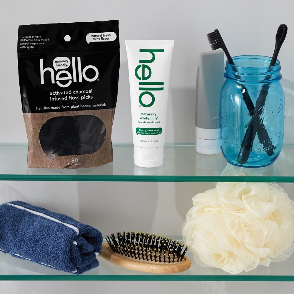 Fio dental com infusão de carvão ativado escolhe a hortelã fresca natural - 80 Pick (s) Hello Products - Imagem 4