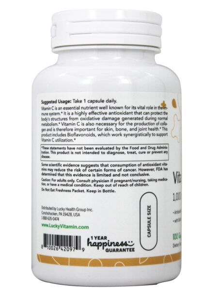 Antioxidante da vitamina C 1000 mg . - Cápsulas LuckyVitamin 100 LuckyVitamin - Image 3