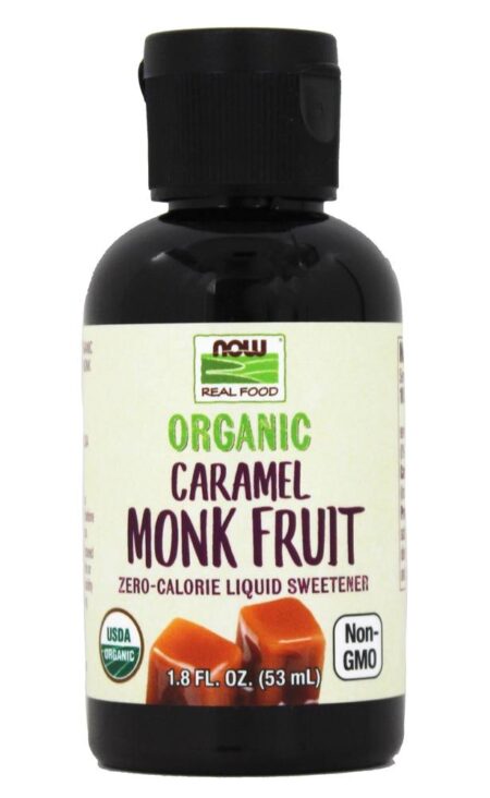 NOW Real Food Organic Monk Fruit Zero Calorias Adoçante Líquido Caramelo - 1.8 fl. oz. NOW Foods