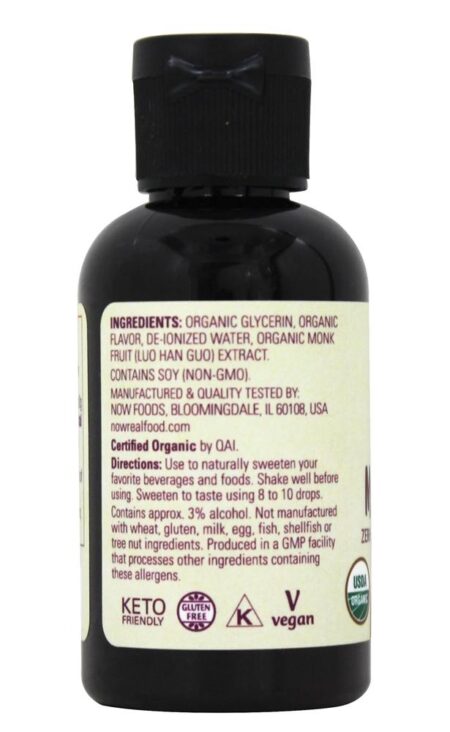 NOW Real Food Organic Monk Fruit Zero Calorias Adoçante Líquido Caramelo - 1.8 fl. oz. NOW Foods - Image 3