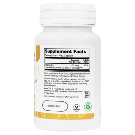 Osso da vitamina K2 do MK-7 Health Support 100 mcg. - Cápsulas LuckyVitamin 60 LuckyVitamin - Image 2