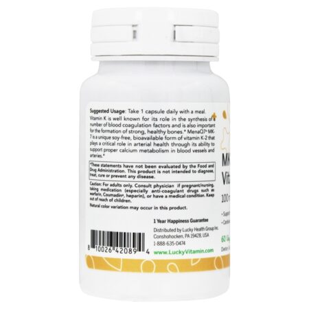 Osso da vitamina K2 do MK-7 Health Support 100 mcg. - Cápsulas LuckyVitamin 60 LuckyVitamin - Image 3